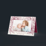 Cartes Pour Fêtes Annuelles Floral Imprint | Plume horizontal | Holiday photo<br><div class="desc">This stylish holiday Phogreeting card features délicate poinsettias,  berries,  and sprigs in plum over an ivory colored background. Easy to customize with your own photo and text!</div>
