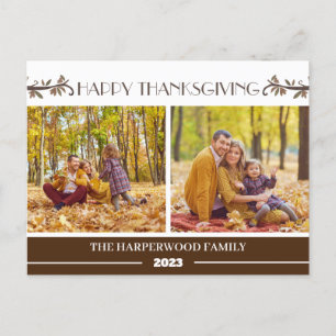 Cartes Pour Fêtes Annuelles Floral moderne Thanksgiving Photo de famille Colla