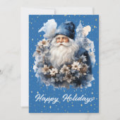 Cartes Pour Fêtes Annuelles Floral Père Noël bleu (Devant)