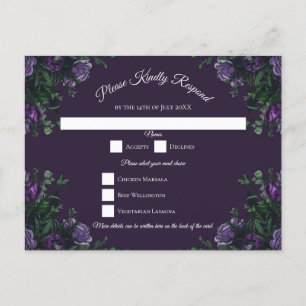 Cartes Pour Fêtes Annuelles Floral pourpre foncé élégant mariage gothique