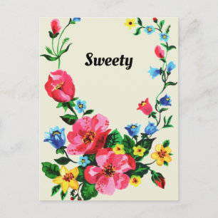 Cartes Pour Fêtes Annuelles Floral Vintage de printemps ensoleillé