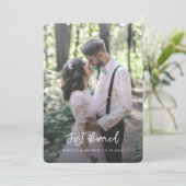 Cartes Pour Fêtes Annuelles Floral Violet Juste Marié Script Mariage Photo (Debout devant)