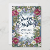 Cartes Pour Fêtes Annuelles Flore bleu et violet de Noël (Devant)