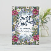 Cartes Pour Fêtes Annuelles Flore bleu et violet de Noël (Debout devant)