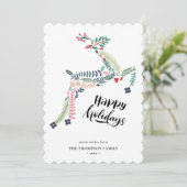 Cartes Pour Fêtes Annuelles Flore de rennes | Poinsettia Pine Bough Happy (Debout devant)