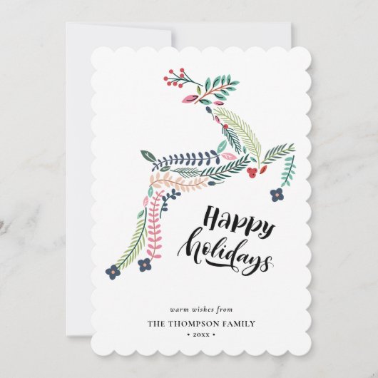 Cartes Pour Fêtes Annuelles Flore de rennes | Poinsettia Pine Bough Happy (Devant)