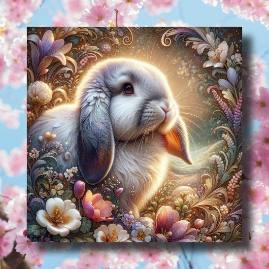 Cartes Pour Fêtes Annuelles Flore Pastel Printemps Lop Bunny Earl