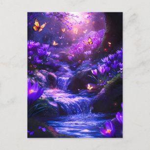 Cartes Pour Fêtes Annuelles Flores en cascade de lavande de minuit