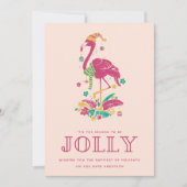 Cartes Pour Fêtes Annuelles Florida Beach Flamant rose tropical Noël (Devant)