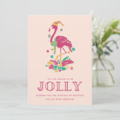 Cartes Pour Fêtes Annuelles Florida Beach Flamant rose tropical Noël (Debout devant)