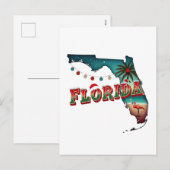 Cartes Pour Fêtes Annuelles Floride Christmas State Map Illustration Holida (Devant / Derrière)