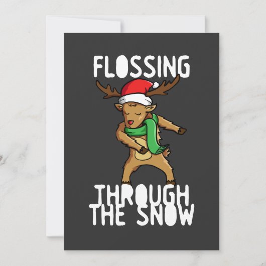 Cartes Pour Fêtes Annuelles Flossing à travers la neige Rudolph Reindeer Noël (Devant)