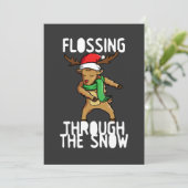 Cartes Pour Fêtes Annuelles Flossing à travers la neige Rudolph Reindeer Noël (Debout devant)