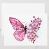 Cartes Pour Fêtes Annuelles Flower Butterfly (Devant / Derrière)