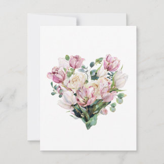 Cartes Pour Fêtes Annuelles Flowers in Heart Shape, Valentine's Day Card