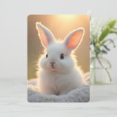 Cartes Pour Fêtes Annuelles Fluffy, cute, white bunny, custom (Debout devant)