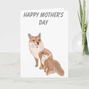 Cartes Pour Fêtes Annuelles Fluffy Fox Brown et Cute Cub Fête des Mères