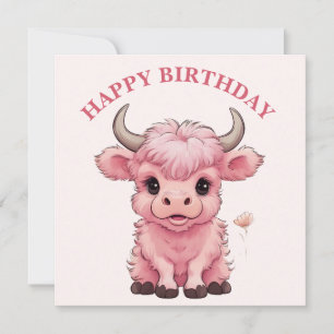 Cartes Pour Fêtes Annuelles Fluffy Rose Highlands Scottish Cow