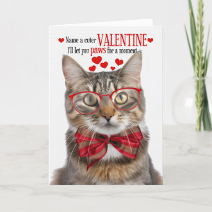 Cartes Pour Fêtes Annuelles Fluffy Tabby Chat Saint Valentin Humour Feline