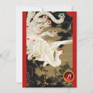 Cartes Pour Fêtes Annuelles FLYING LOVE PHOENIX, Plumes, Coeur Mariage Inviter