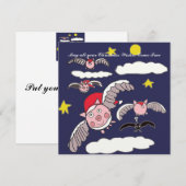Cartes Pour Fêtes Annuelles Flying Pig Père Noël (Devant / Derrière)
