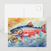 Cartes Pour Fêtes Annuelles *~* Flying Saumon AirBorne Gift AP49 Stream (Devant / Derrière)