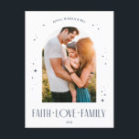 Cartes Pour Fêtes Annuelles Foi Amour Famille Arc moderne Noël Bleu<br><div class="desc">Faith Love Famille Arc Moderne Design de Noël - bleu</div>