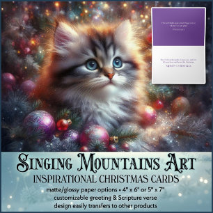 Cartes Pour Fêtes Annuelles Foi chrétienne Amoureux des chats Noël mignon