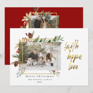 Cartes Pour Fêtes Annuelles Foi Elégante Hope Love Photo épicée-Rouge Noël