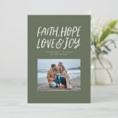 Cartes Pour Fêtes Annuelles Foi espoir amour joie verte de Noël photo (Debout devant)
