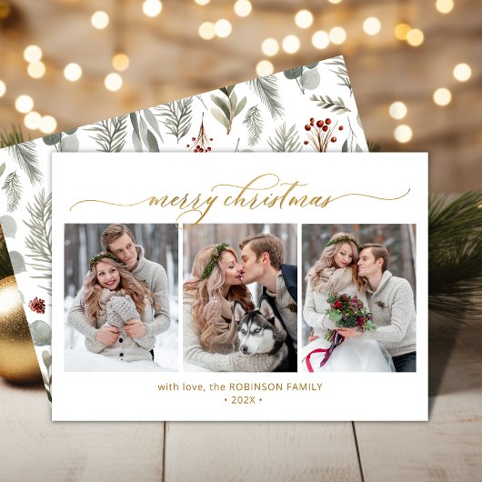 Cartes Pour Fêtes Annuelles Foliage botanique 3 Noël multiphoto