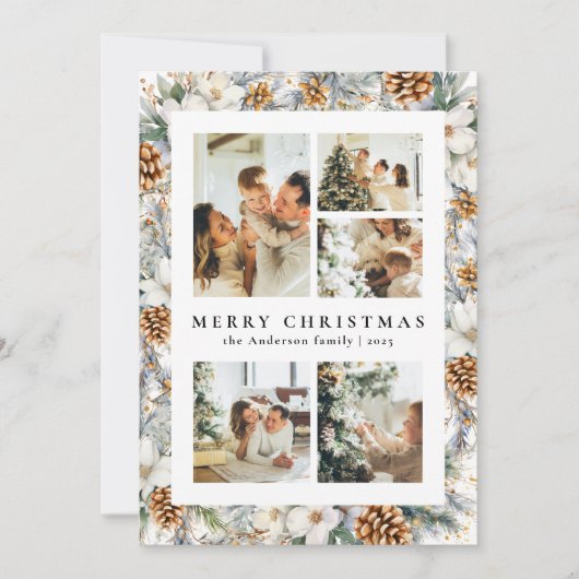 Cartes Pour Fêtes Annuelles Foliage botanique de Noël Elégant (Devant)