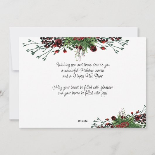 Cartes Pour Fêtes Annuelles Foliage botanique des baies rouges sur mesure Gree (Dos)