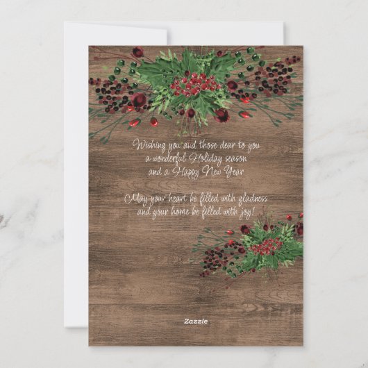 Cartes Pour Fêtes Annuelles Foliage botanique des baies rouges sur mesure Gree (Dos)