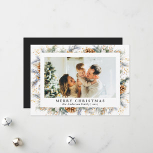 Cartes Pour Fêtes Annuelles Foliage botanique tendance Noël noir