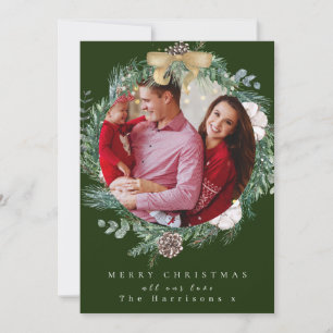 Cartes Pour Fêtes Annuelles Foliage botanique Wreath 1 Photo Joyeux Noël