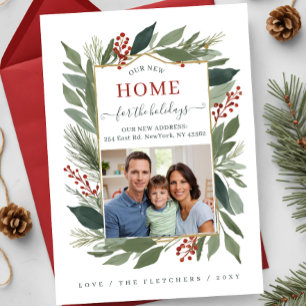 Cartes Pour Fêtes Annuelles Foliage d'hiver Nouvelle maison pour les vacances