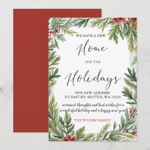 Cartes Pour Fêtes Annuelles Foliage d'hiver Nouvelle maison vacances déménagem