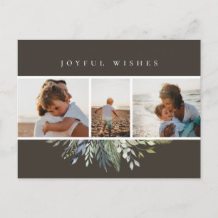 Cartes Pour Fêtes Annuelles Foliage d'hiver Photo Collage Gris