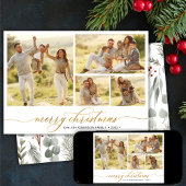 Cartes Pour Fêtes Annuelles Foliage d'hiver Script 4 Photo Collage Noël