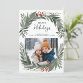 Cartes Pour Fêtes Annuelles Foliage d'hiver Verdure Joyeuses vacances Photo (Debout devant)