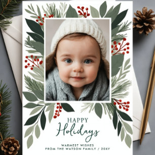 Cartes Pour Fêtes Annuelles Foliage d'hiver Verdure Joyeuses vacances Photo