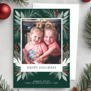 Cartes Pour Fêtes Annuelles Foliage d'hiver Verdure Joyeuses vacances Photo