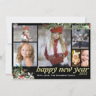 Cartes Pour Fêtes Annuelles Foliage hivernal Bonne nouvelle année Famille 6 Ph
