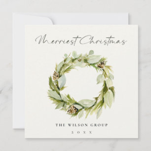 Cartes Pour Fêtes Annuelles Folio Wreath Winter Merriest Christmas Logo