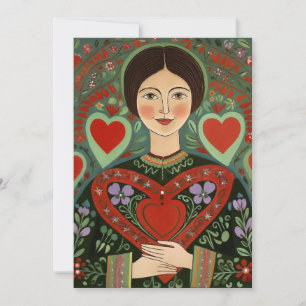 Cartes Pour Fêtes Annuelles Folk à coeur ouvert