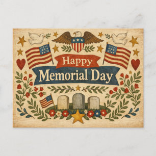 Cartes Pour Fêtes Annuelles Folk Art Americana Jour du Souvenir