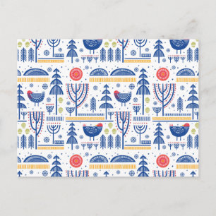 Cartes Pour Fêtes Annuelles Folk Art Winter Bird Motif