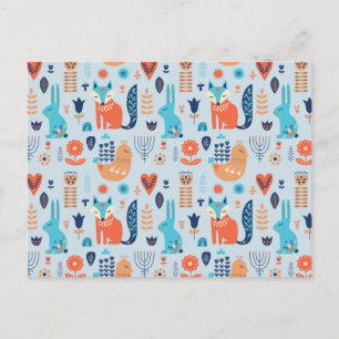 Cartes Pour Fêtes Annuelles Folk Art Woodland Animal Motif