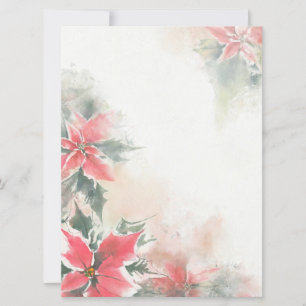 Cartes Pour Fêtes Annuelles Fond blanc avec poinsettia doux